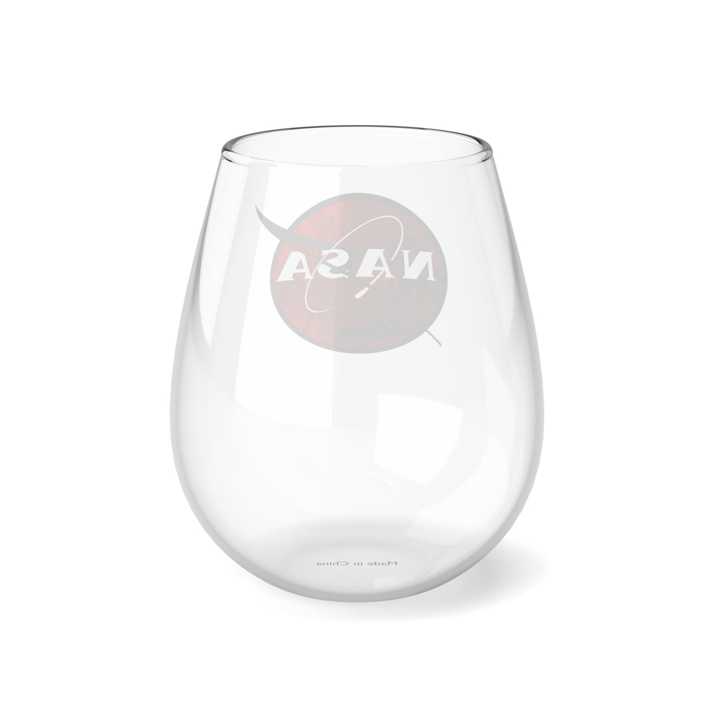 NASA Red Emblem, Nasa Wine Glass, Wine Lover stemless, Unique stemless wine glass, Trendy wine glass, Wine glass gift, Stemless Wine Glass - SaviTraviDesigns