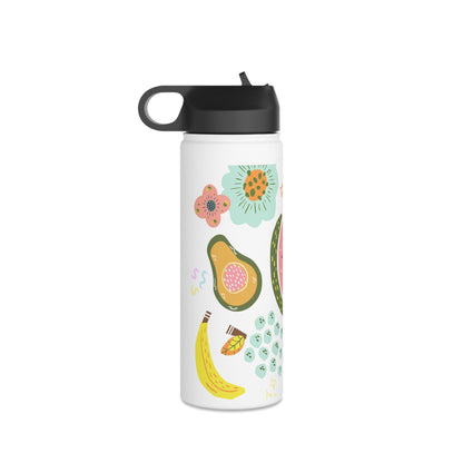 Fruit water bottle, design water bottle, Stainless Steel Water Bottle, Standard Lid - SaviTraviDesigns