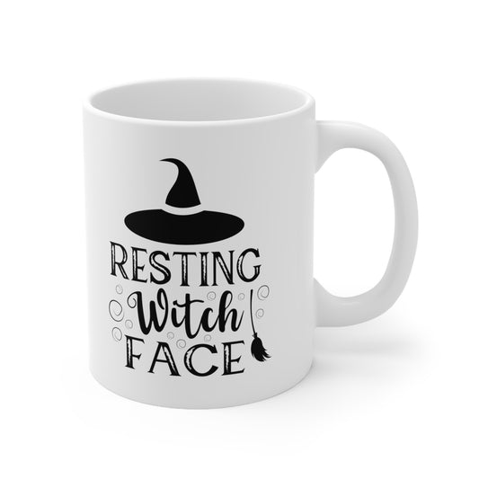 Resting Witch Face, Halloween Mug, Personalized Mug Designs, Creative Coffee Cups, Unique Mug Artwork, Printed Coffee Mugs, Artist-Designed Mugs 11oz