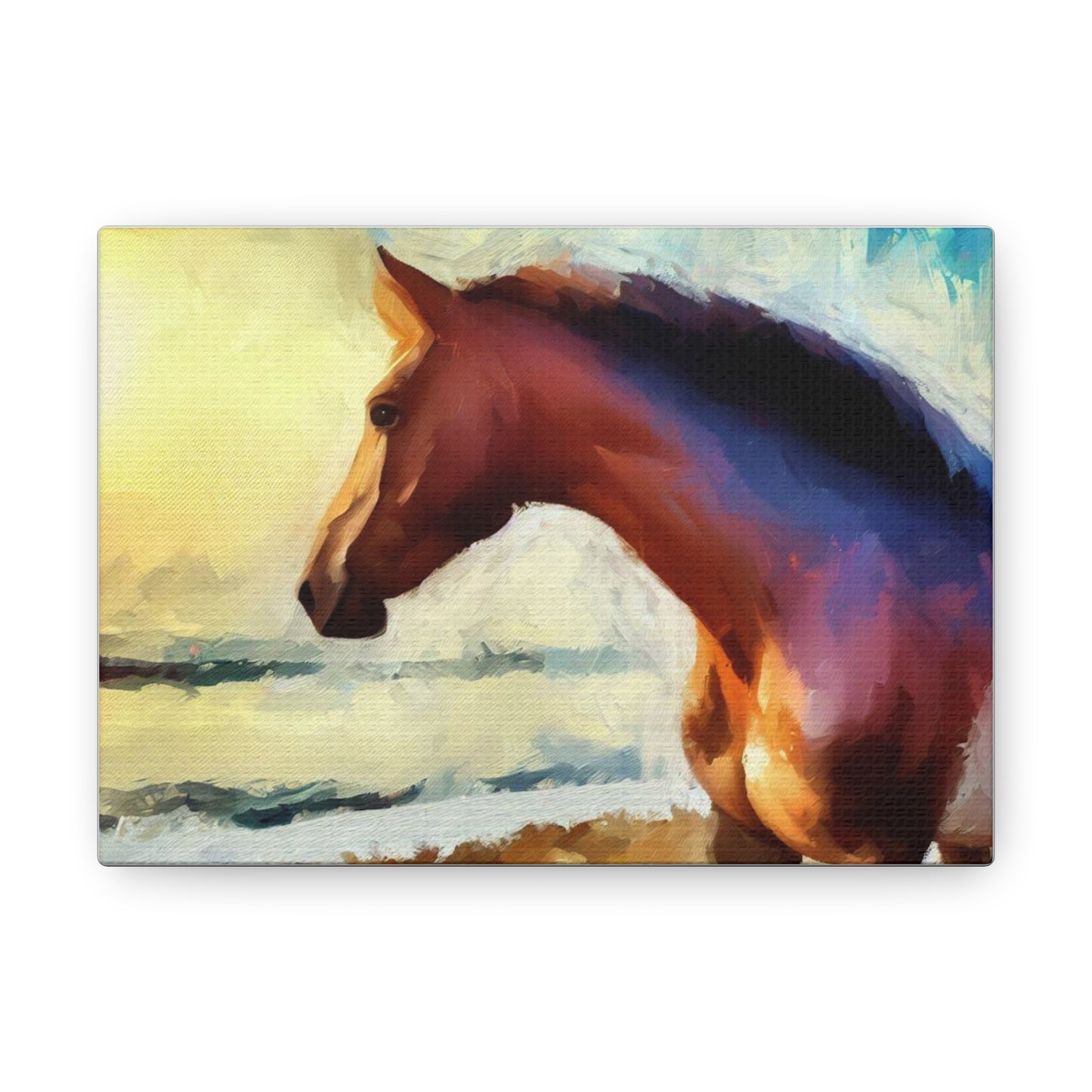 Horse wall art, beach art, ocean art, Canvas Gallery Wraps, Horse Beach, Sunset Beach - SaviTraviDesigns