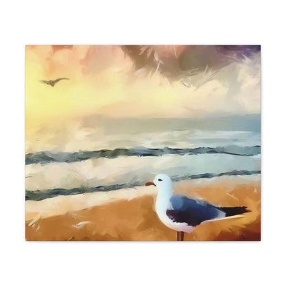 Seagull Painting, Beach wall art, Ocean Wall Art, Canvas Gallery Wraps 24″ x 20″ Premium Gallery Wraps (1.25″)