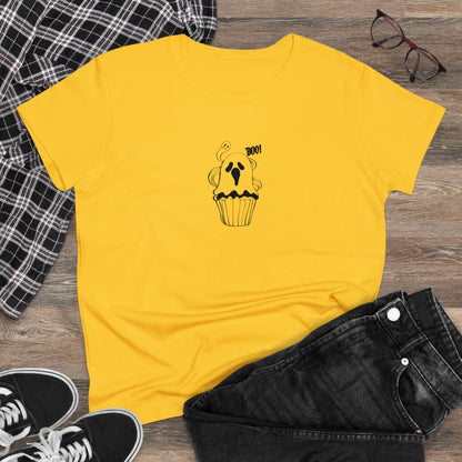 Cute Ghost Cupcake, Halloween Cupcake Designs, Halloween Graphic Shirts, Spooky Halloween Shirts, Cute Halloween Graphic Tees