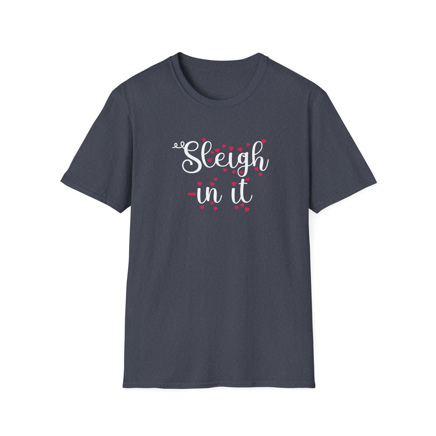 Sleigh In It Christmas Graphic T Shirt Heather Navy