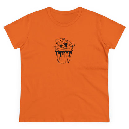 Mummy Cupcake, Halloween Cupcake Designs, Halloween Graphic Shirts, Spooky Halloween Shirts, Cute Halloween Graphic Tees Orange