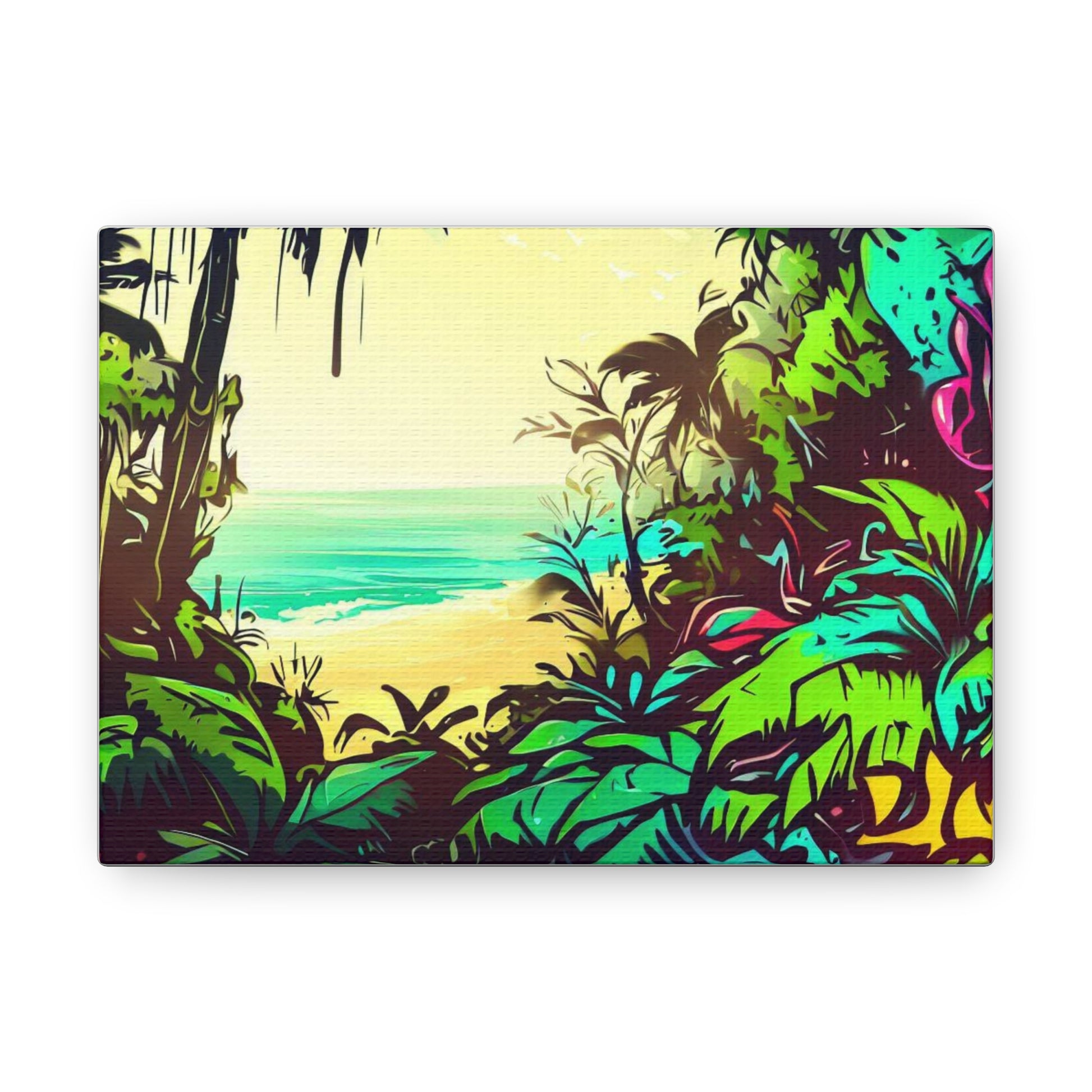 Jungle Beach, Rainforest Ocean, Graffiti-inspired home decor, Modern street art prints, Graffiti wall art, Street art canvas art, Graffiti artist prints - SaviTraviDesigns