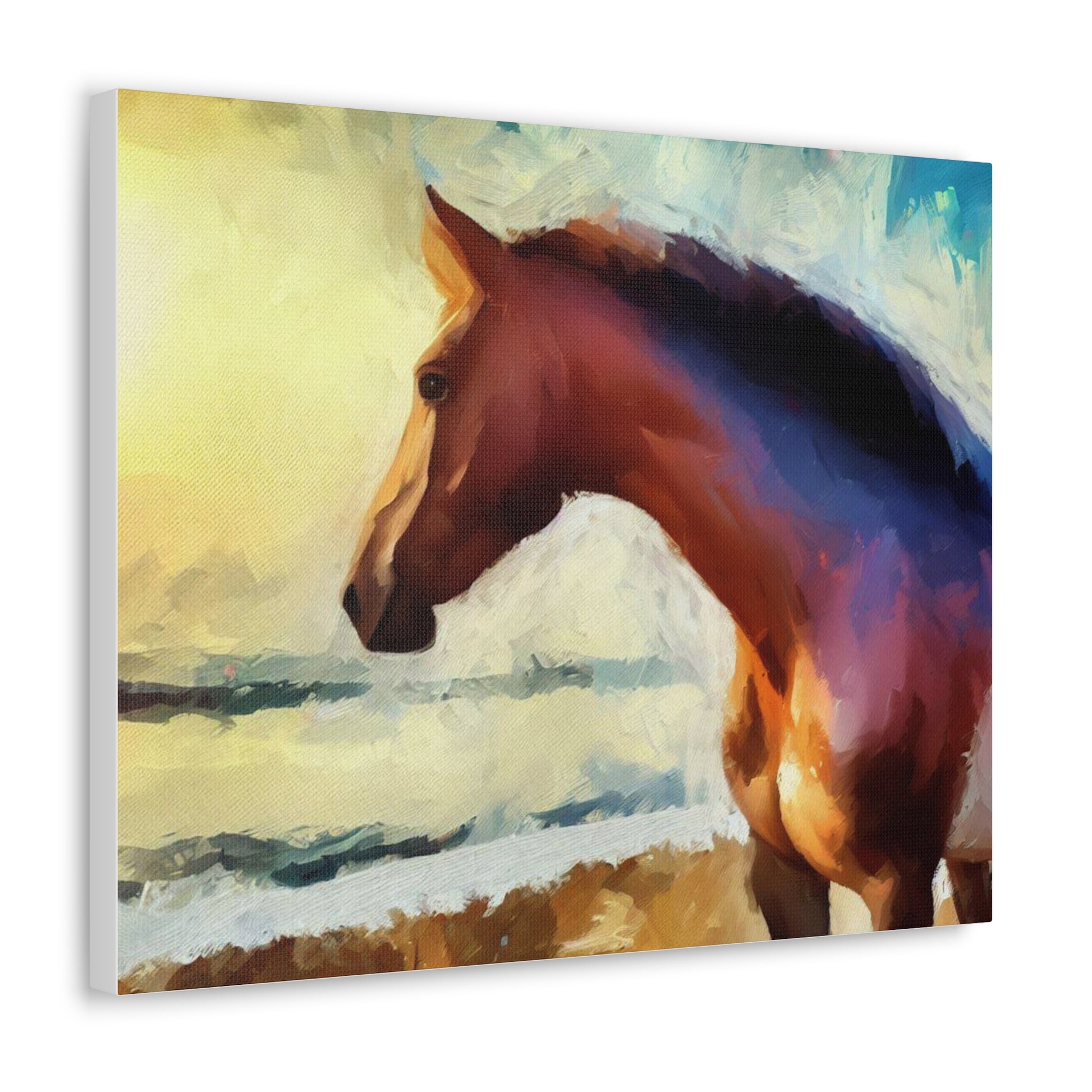 Horse wall art, beach art, ocean art, Canvas Gallery Wraps, Horse Beach, Sunset Beach - SaviTraviDesigns