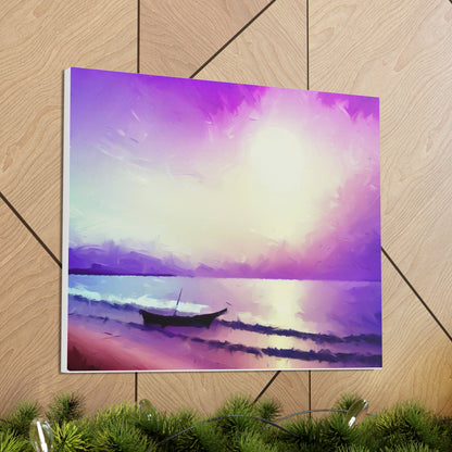 Sailboat Beach, Purple Sunset, Beach wall art, sunset wall art, beach art, Canvas Gallery Wraps