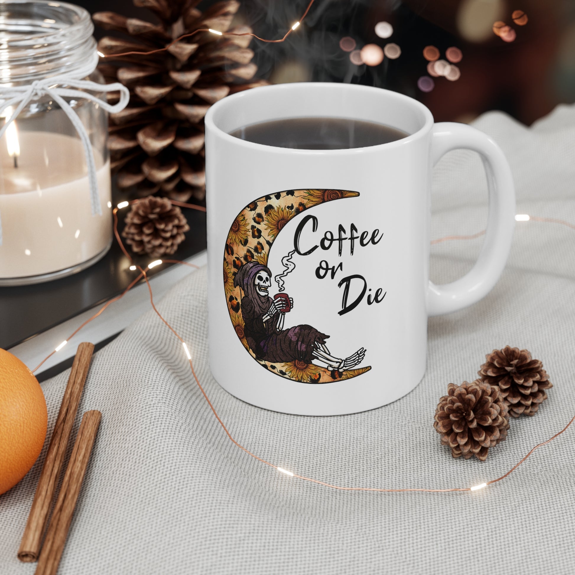 Coffee Or Die, Personalized Mug Designs, Creative Coffee Cups, Unique Mug Artwork, Printed Coffee Mugs, Artist-Designed Mugs