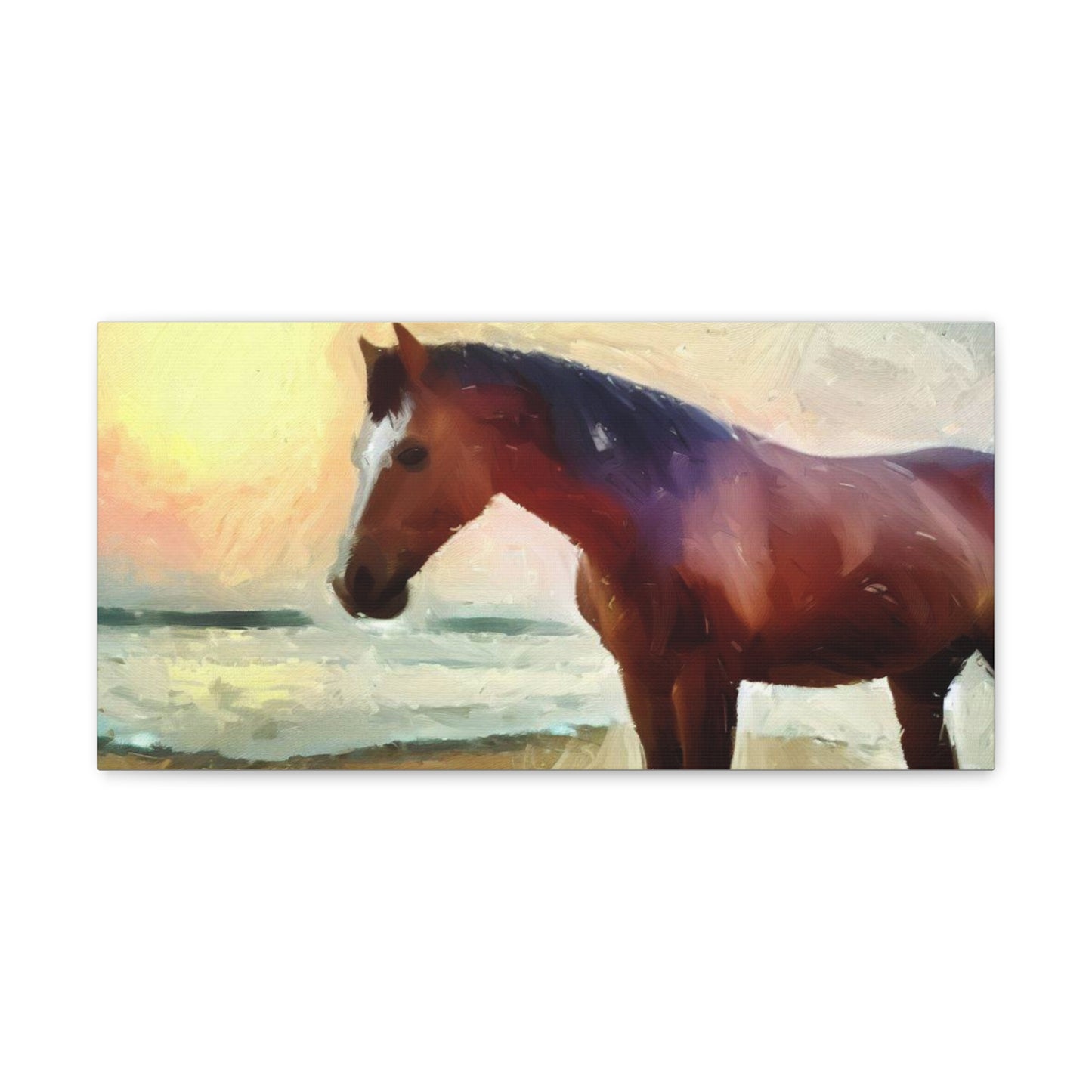 Horse wall art, beach wall art, ocean art, Canvas Gallery Wraps, Horse Beach, Sunset Beach - SaviTraviDesigns