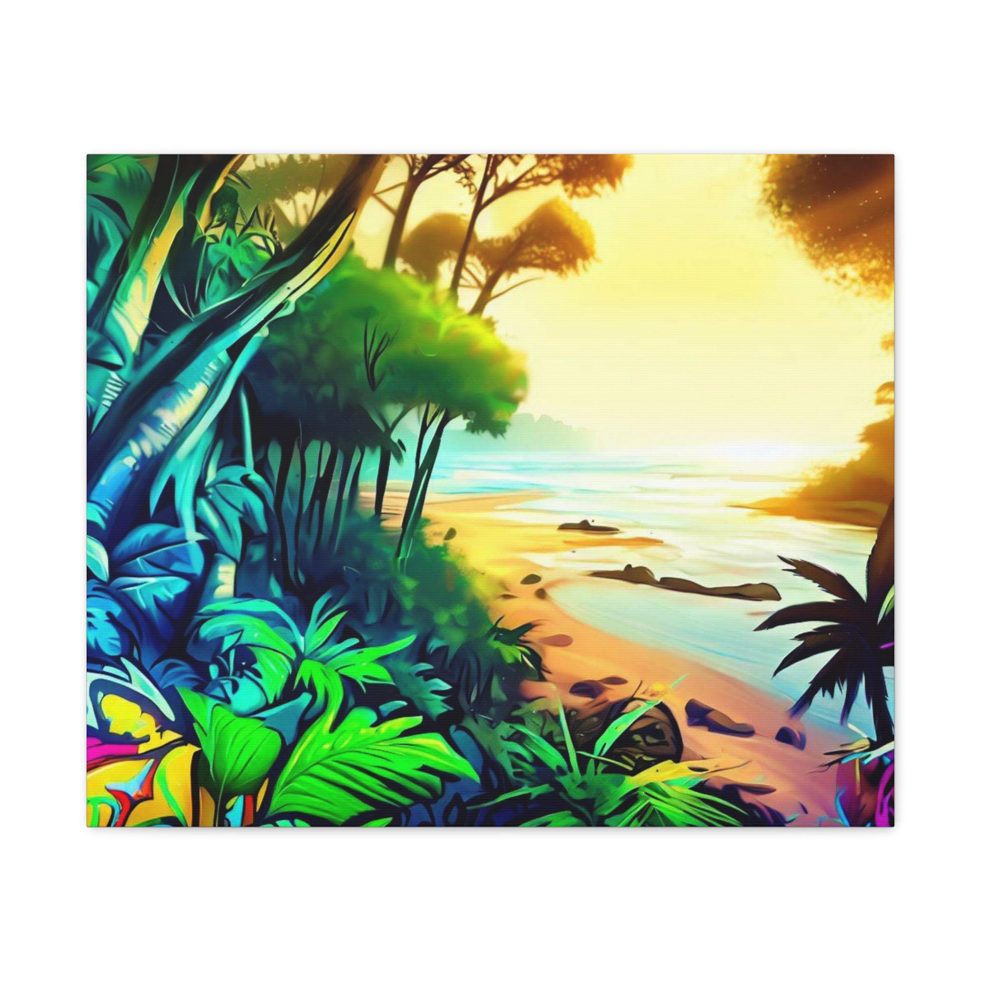 Jungle Riverbed, Jungle Sunset, Graffiti art prints, Street art canvas, Urban art decor, Graffiti-style wall art, Graffiti canvas prints, Street art posters - SaviTraviDesigns