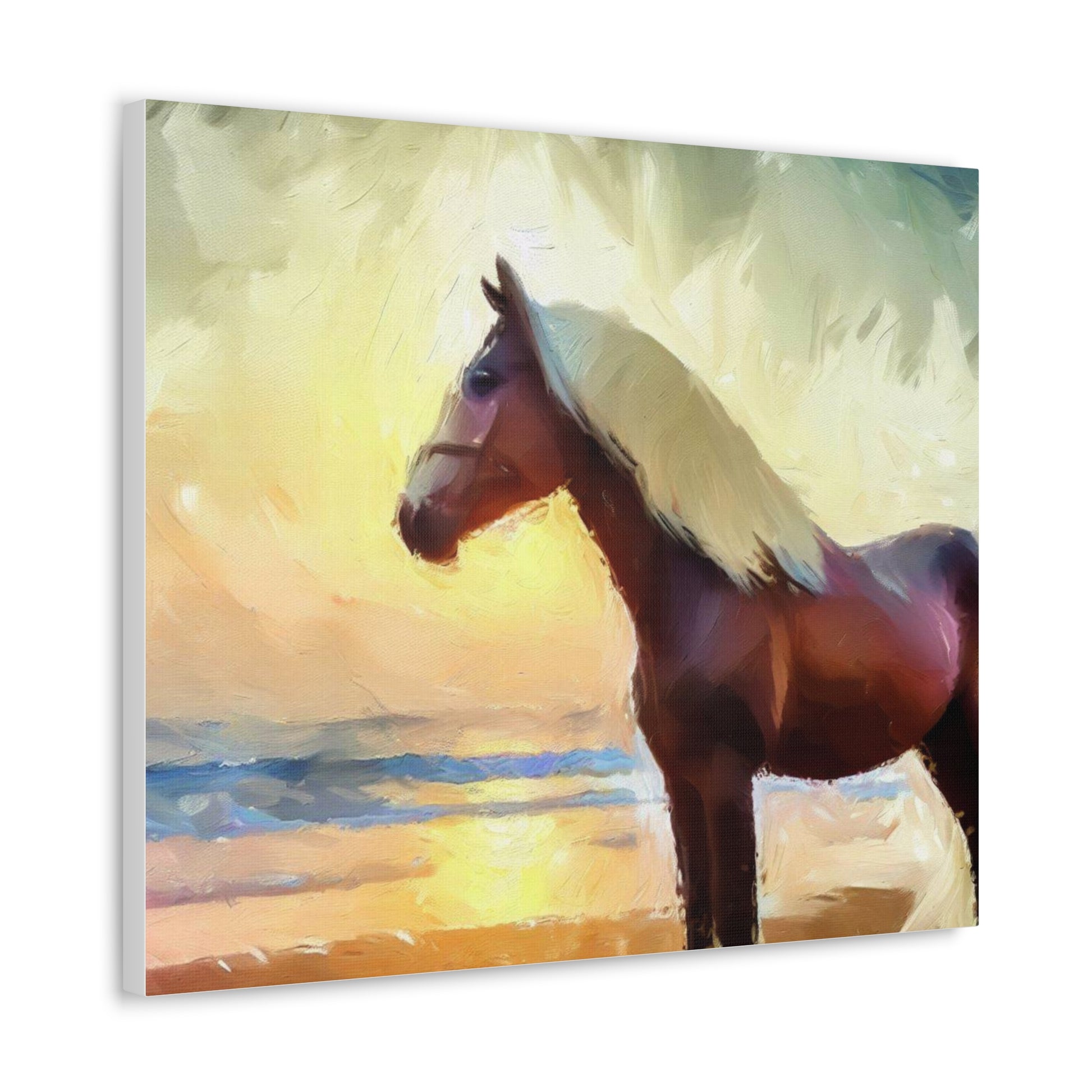 Horse wall art, beach wall art, ocean art, Canvas Gallery Wraps, Horse Beach, Sunset Beach - SaviTraviDesigns