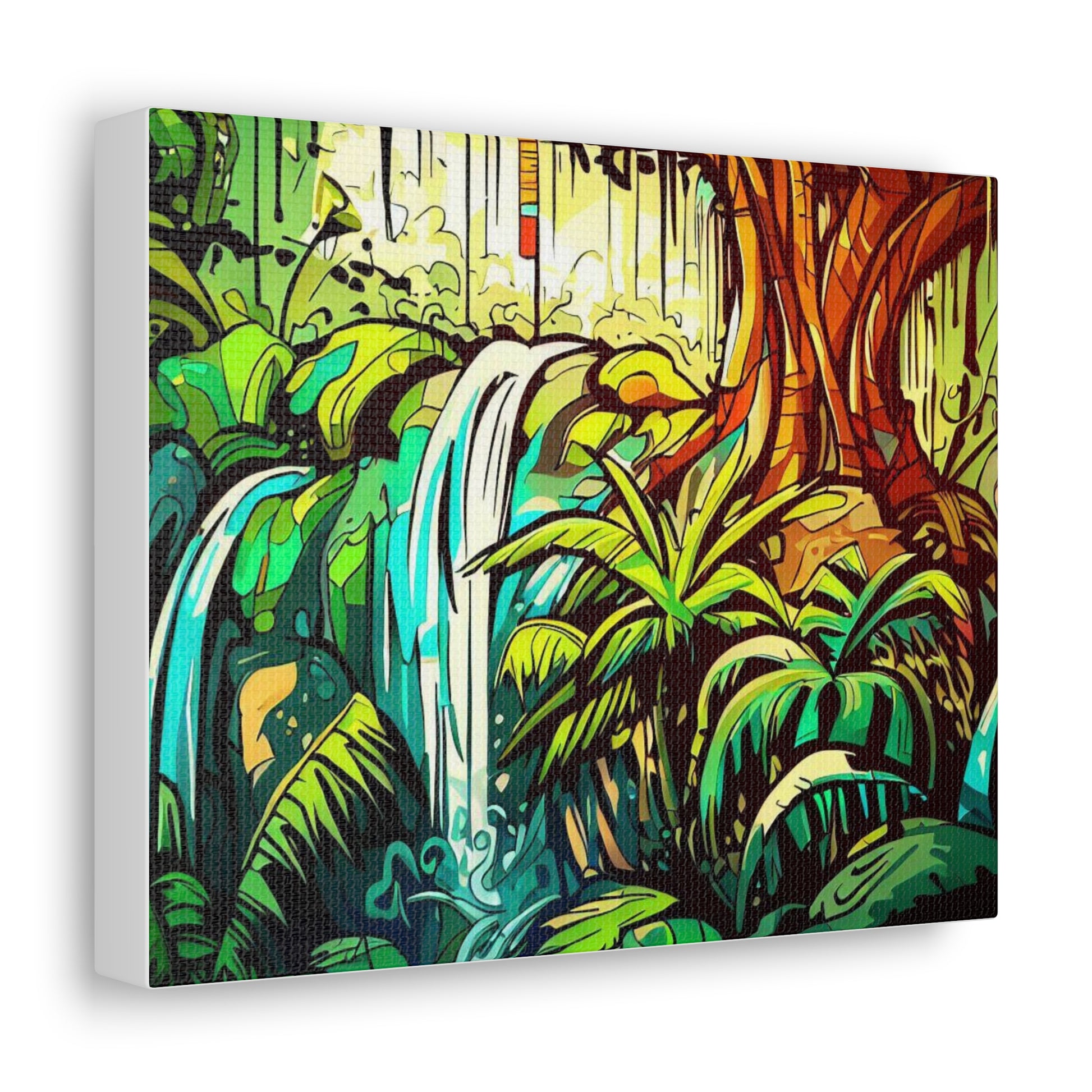 Rainforest Waterfall, Jungle Waterfall, Graffiti-inspired home decor, Modern street art prints, Graffiti wall art, Street art canvas art, Graffiti artist prints - SaviTraviDesigns