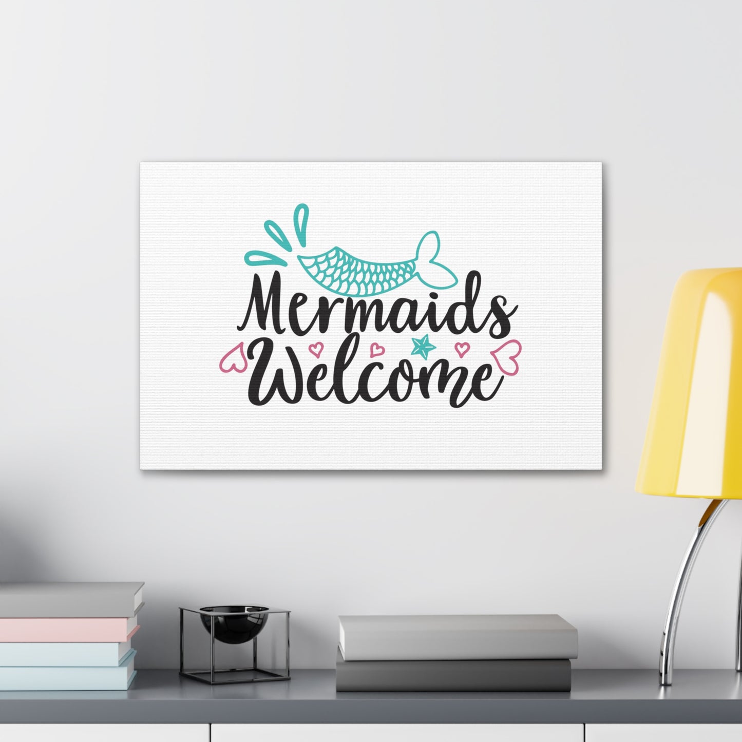 Mermaids Welcome, Mermaid Wall Art, Coastal Mermaid Decor, Beach House Mermaid Signs, Nautical Mermaid Decor, Mermaid Nursery Wall Decor - SaviTraviDesigns