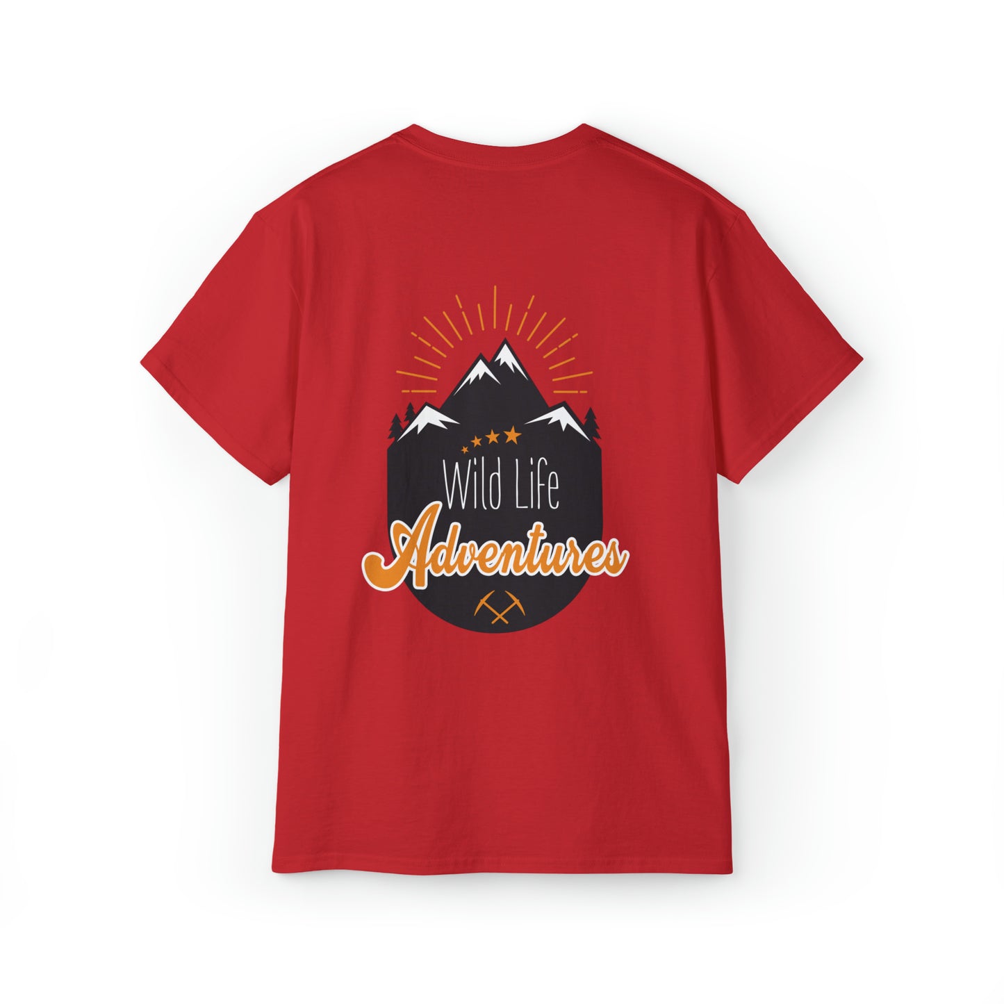 Wildlife Adventures | Hiking & Camping Tee | Nature-Inspired Outdoor Apparel Red