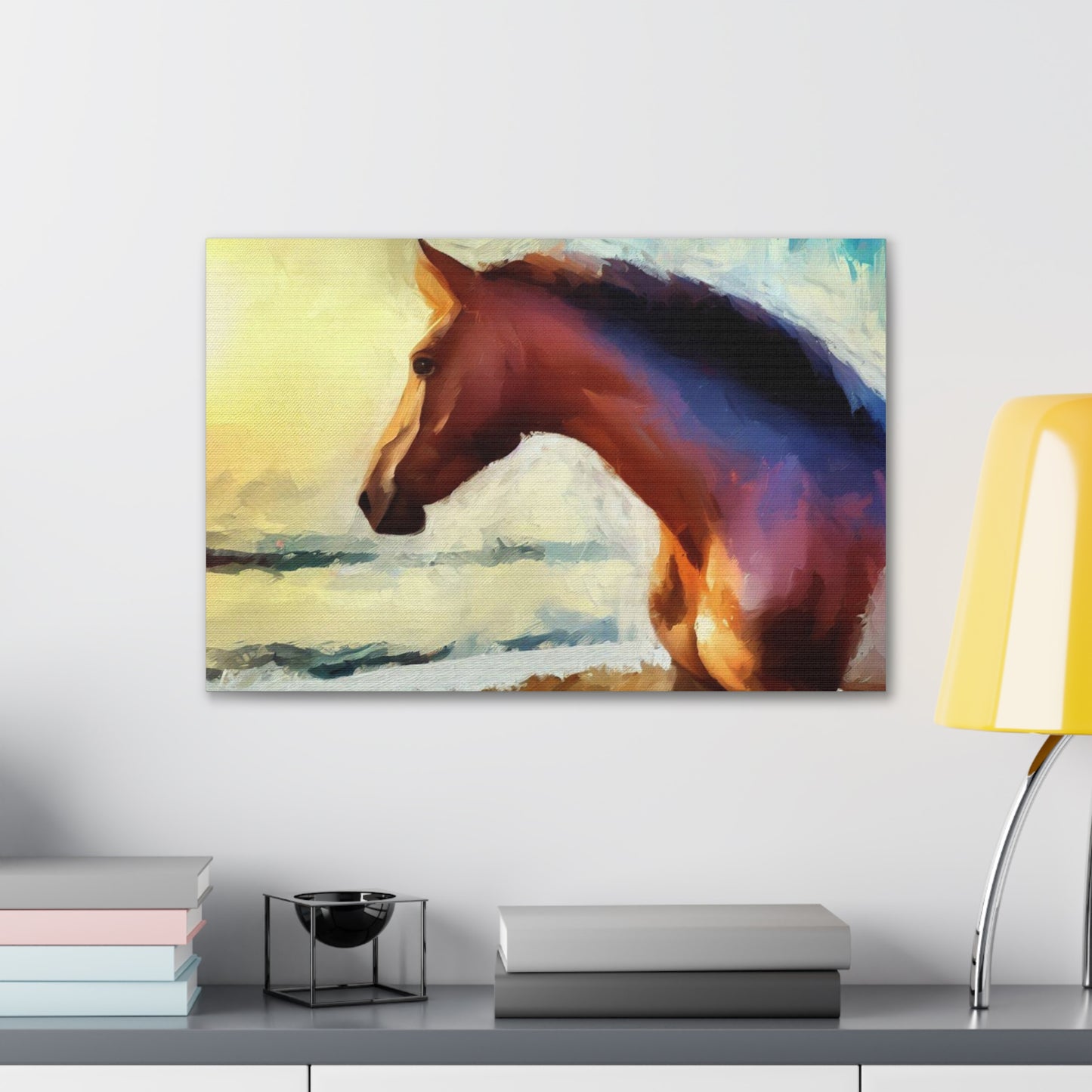 Horse wall art, beach art, ocean art, Canvas Gallery Wraps, Horse Beach, Sunset Beach - SaviTraviDesigns