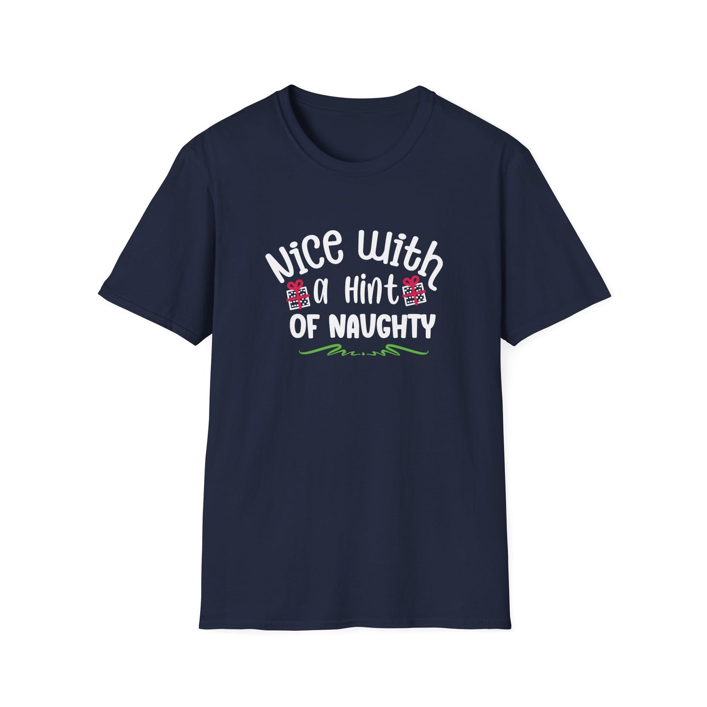 Nice With A Hint Of Naughty Holiday Graphic Shirt Navy