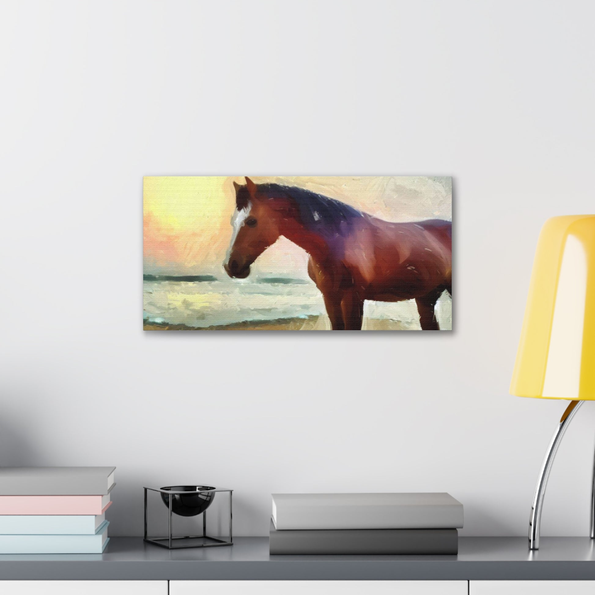 Horse wall art, beach wall art, ocean art, Canvas Gallery Wraps, Horse Beach, Sunset Beach - SaviTraviDesigns