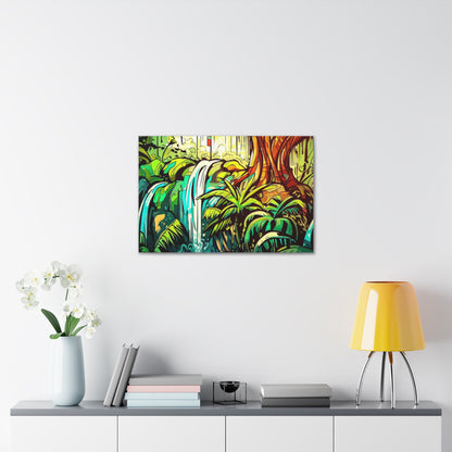 Rainforest Waterfall, Jungle Waterfall, Graffiti-inspired home decor, Modern street art prints, Graffiti wall art, Street art canvas art, Graffiti artist prints - SaviTraviDesigns