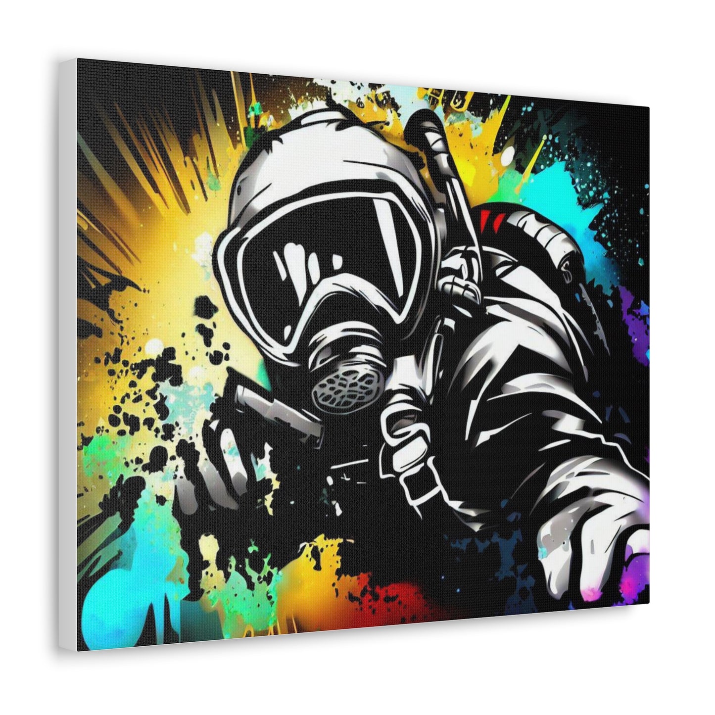 Gas Mask, SCUBA Diver, Graffiti Artist, Graffiti-inspired home decor, Modern street art prints, Graffiti wall art, Street art canvas art, Graffiti artist prints 20″ x 16″ Premium Gallery Wraps (1.25″)