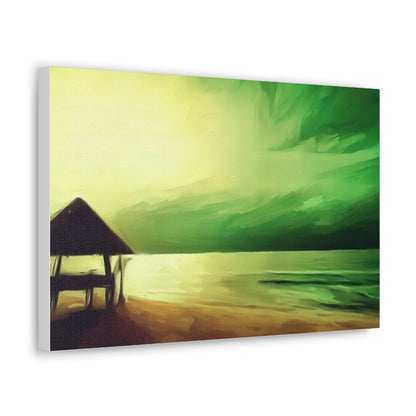 Green Sunset, Beach art, ocean art, beach wall art, Canvas Gallery Wraps