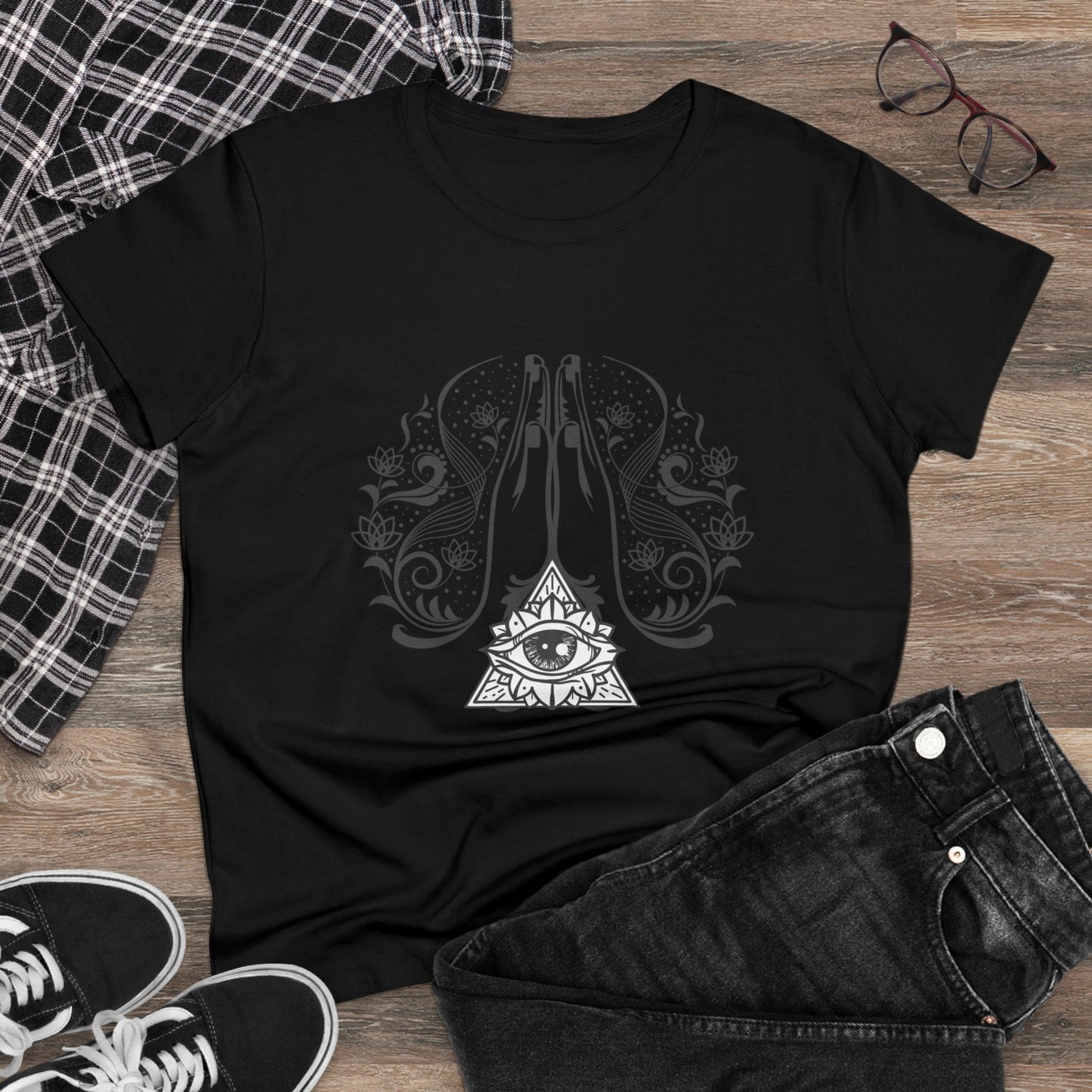 Meditation T-Shirts, Yoga Graphic Tees, Mindfulness Apparel, Zen T-Shirts, Spiritual Shirts, Chakra Tees, Womens T-Shirt Black