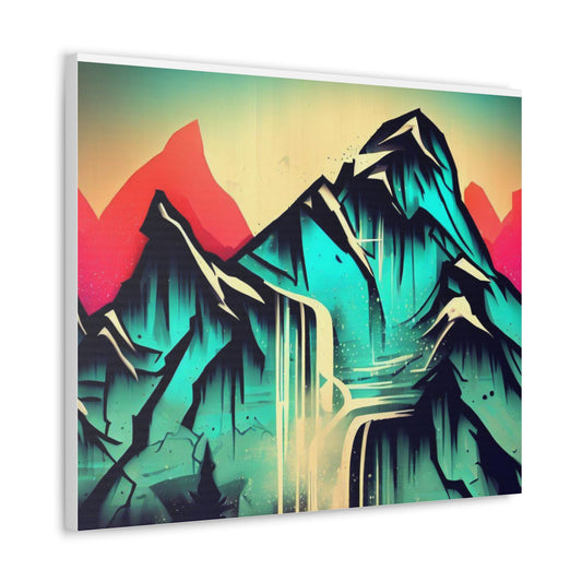 Blue Mountain, Mountain Sunset, Graffiti-inspired home decor, Modern street art prints, Graffiti wall art, Street art canvas art, Graffiti artist prints - SaviTraviDesigns