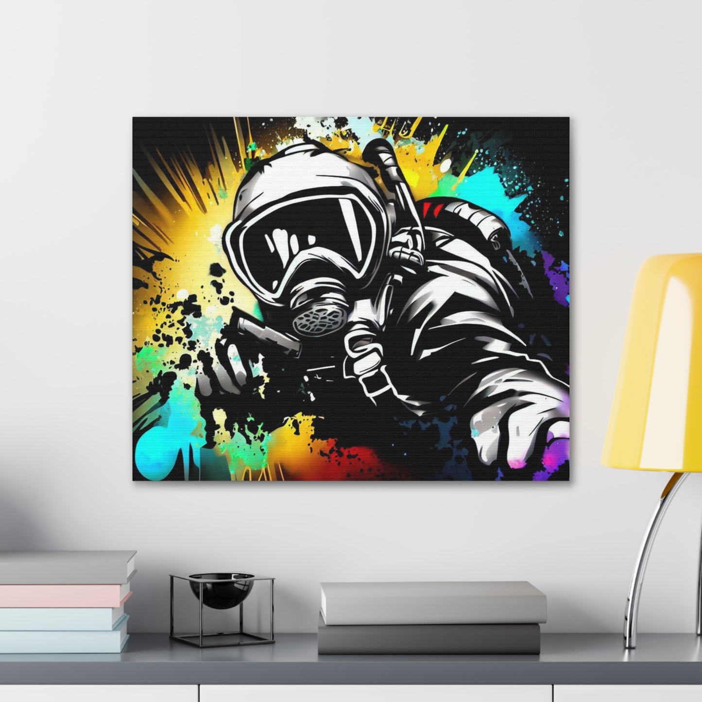 Gas Mask, SCUBA Diver, Graffiti Artist, Graffiti-inspired home decor, Modern street art prints, Graffiti wall art, Street art canvas art, Graffiti artist prints