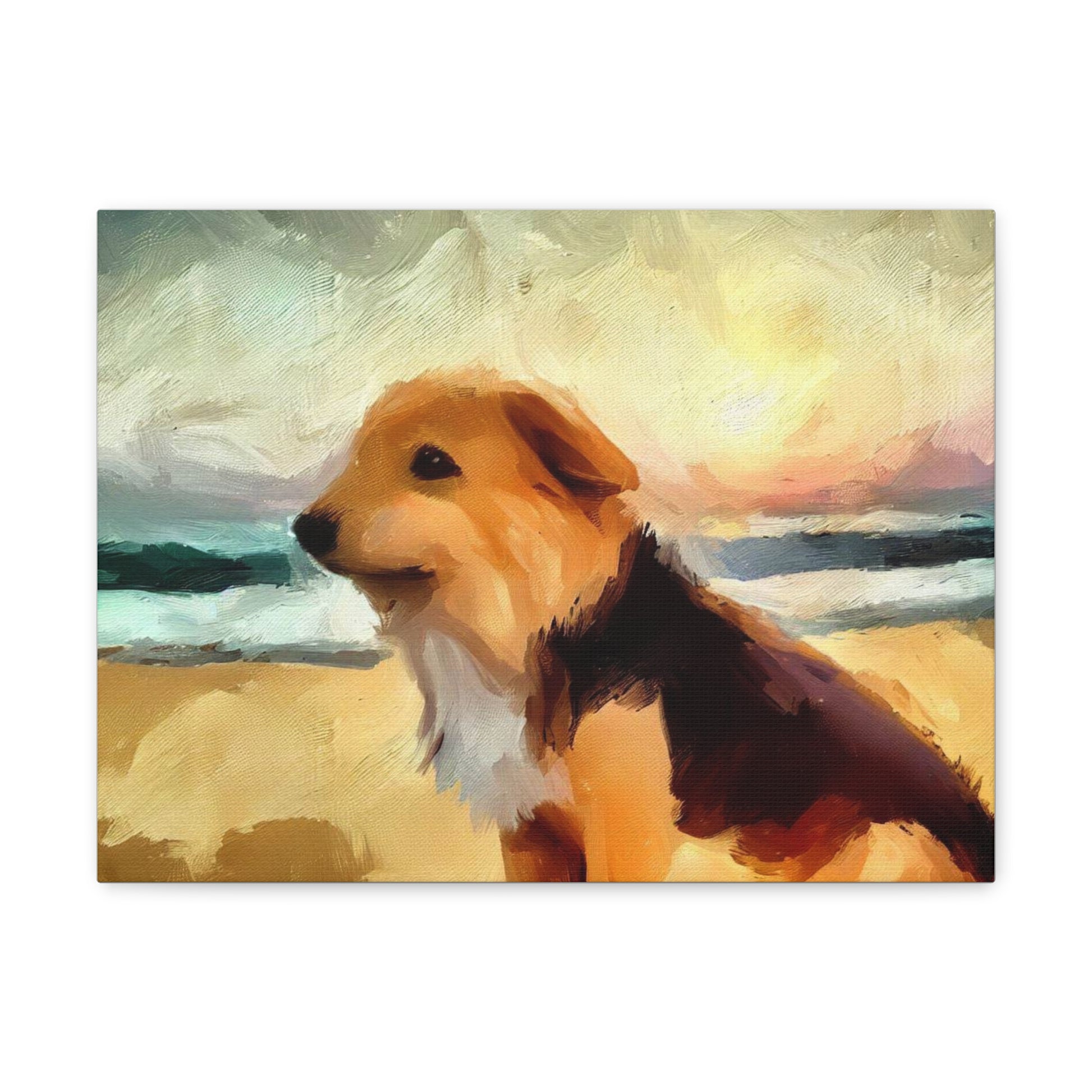 Dog wall art, ocean wall art, beach art, Canvas Gallery Wraps, Dog Beach - SaviTraviDesigns