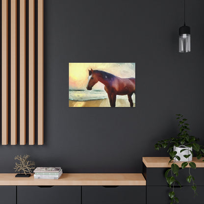 Horse wall art, beach wall art, ocean art, Canvas Gallery Wraps, Horse Beach, Sunset Beach - SaviTraviDesigns