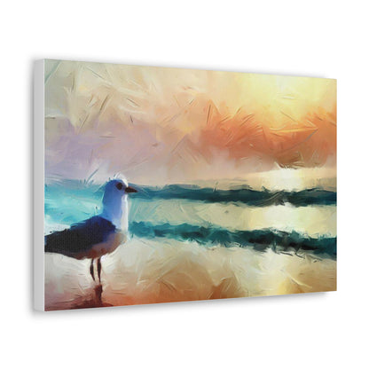 Sunset wall art, beach wall art, ocean art, Canvas Gallery Wraps, Seagull Beach