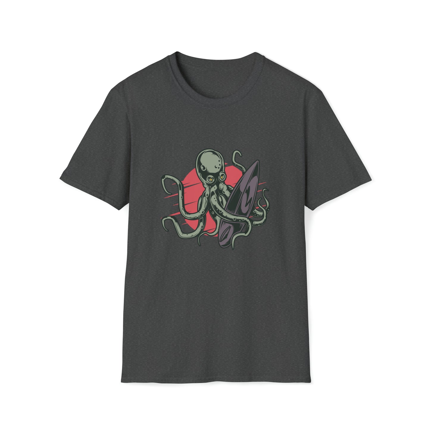 Octopus Surfing |Beach Lifestyle Shirts | Summer Vibe Apparel Dark Heather