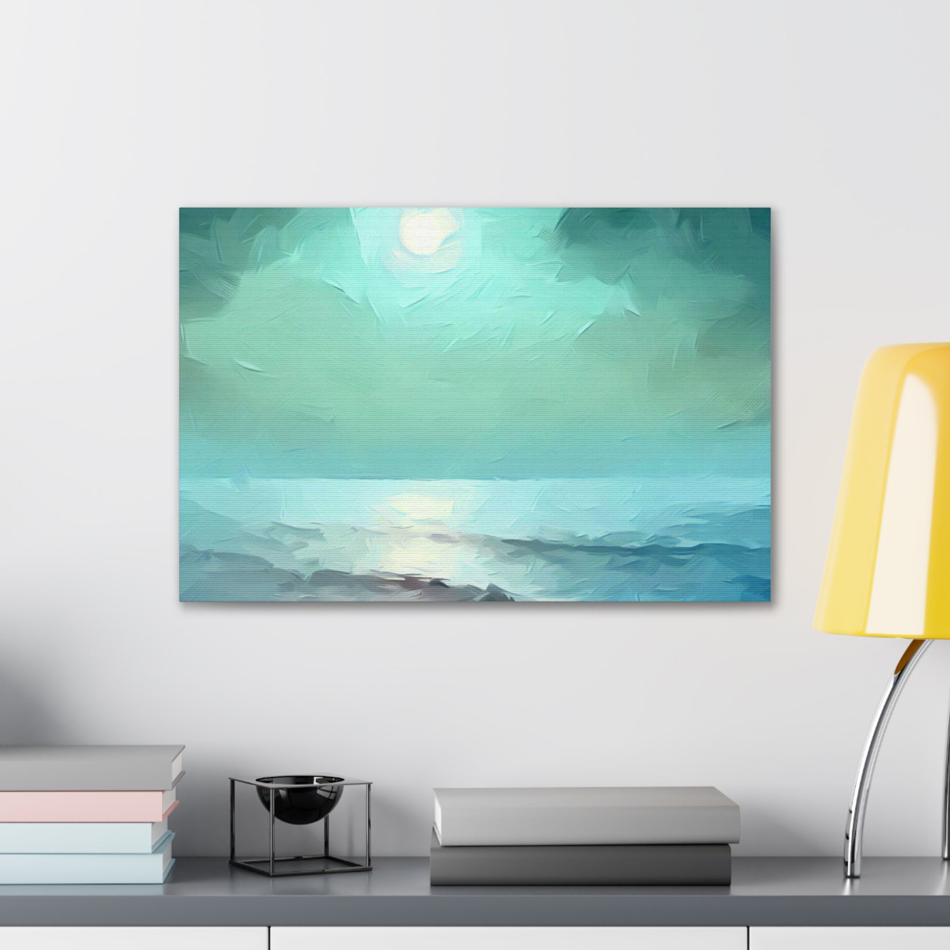 Moon wall art, Ocean wall art, ocean art, Canvas Gallery Wraps