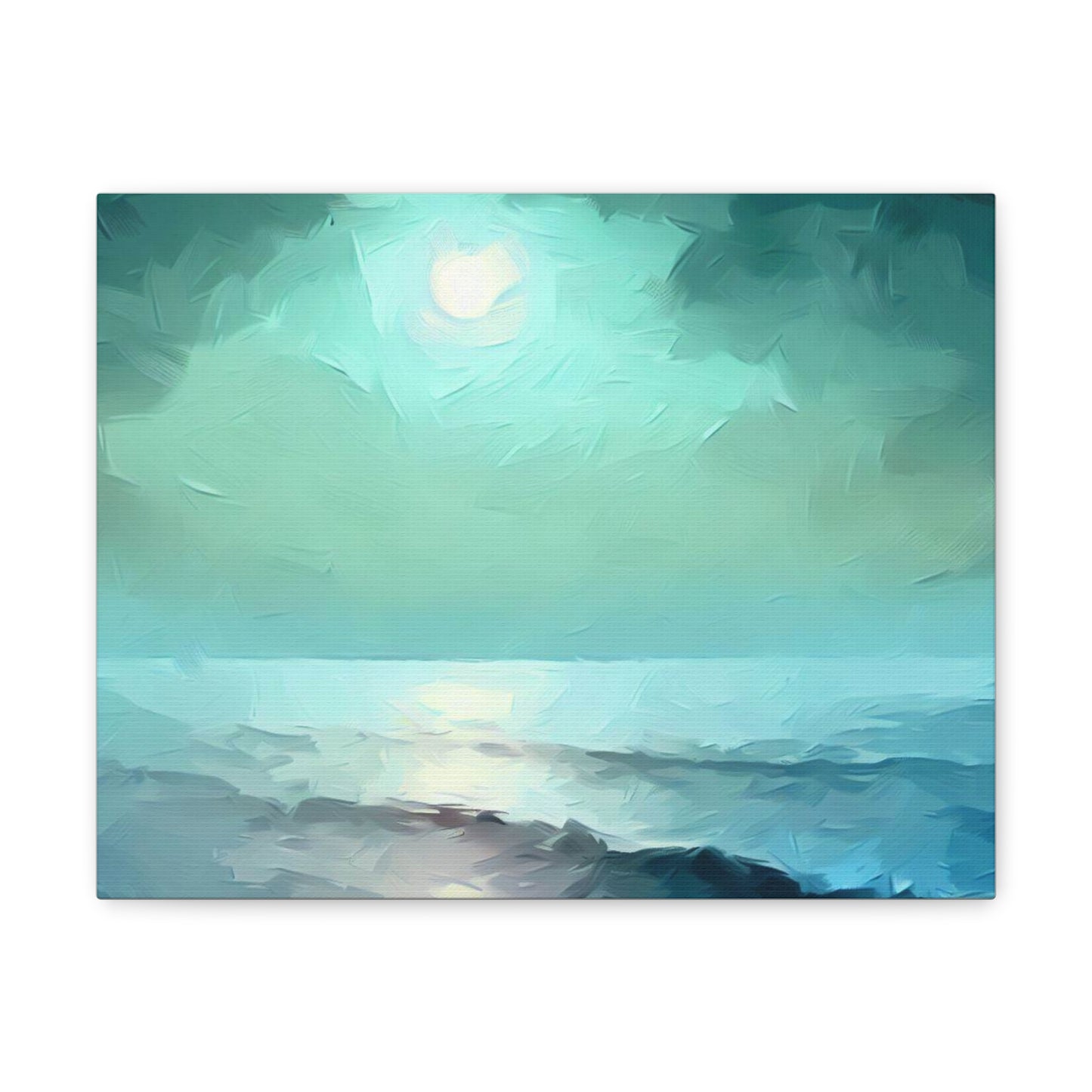 Moon wall art, Ocean wall art, ocean art, Canvas Gallery Wraps 14″ x 11″ Premium Gallery Wraps (1.25″)