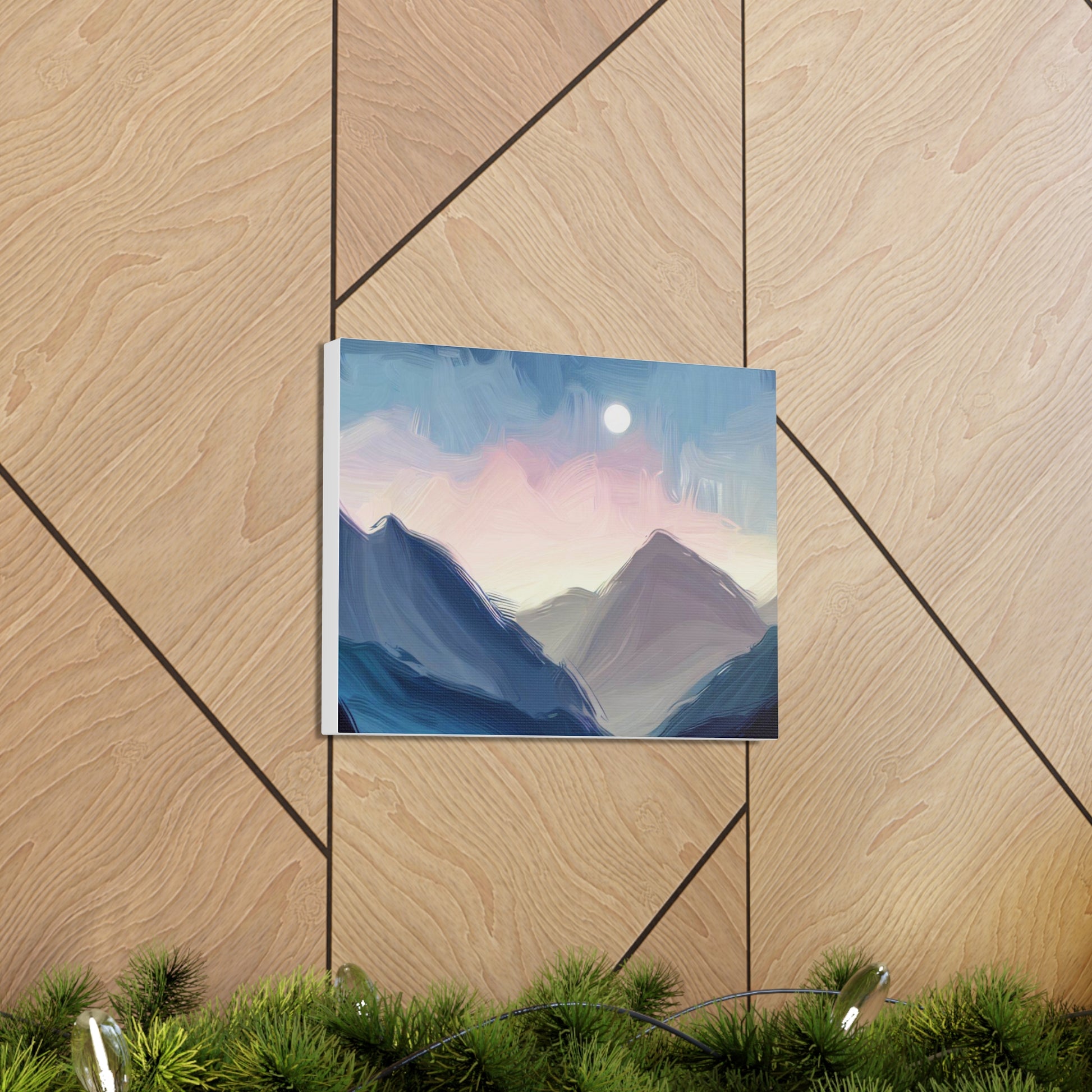 Mountain Wall Art, Moon Wall Art, Canvas Gallery Wraps, Moon Over Mountains