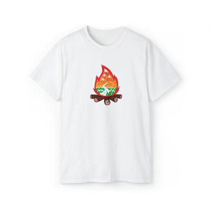 Wanderlust Campfire | Hiking & Camping Tee | Nature-Inspired Outdoor Apparel White