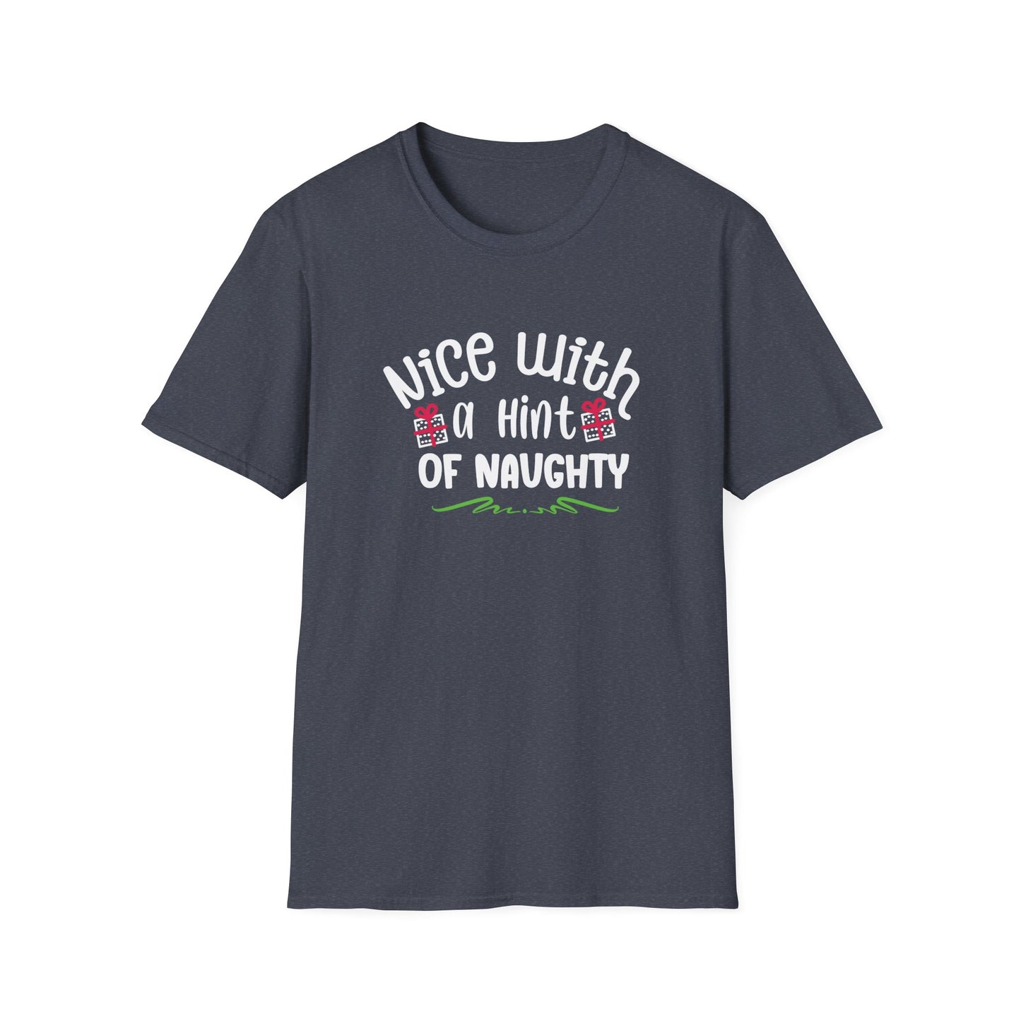 Nice With A Hint Of Naughty Holiday Graphic Shirt Heather Navy