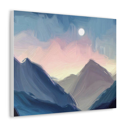 Mountain Wall Art, Moon Wall Art, Canvas Gallery Wraps, Moon Over Mountains