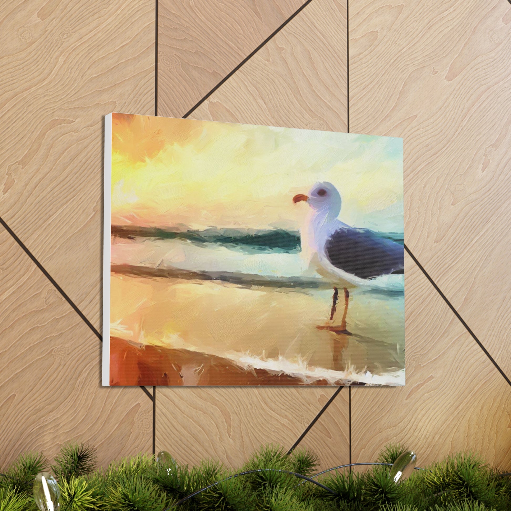 Seagull Beach, Beach wall art, Ocean wall art, Canvas Gallery Wraps