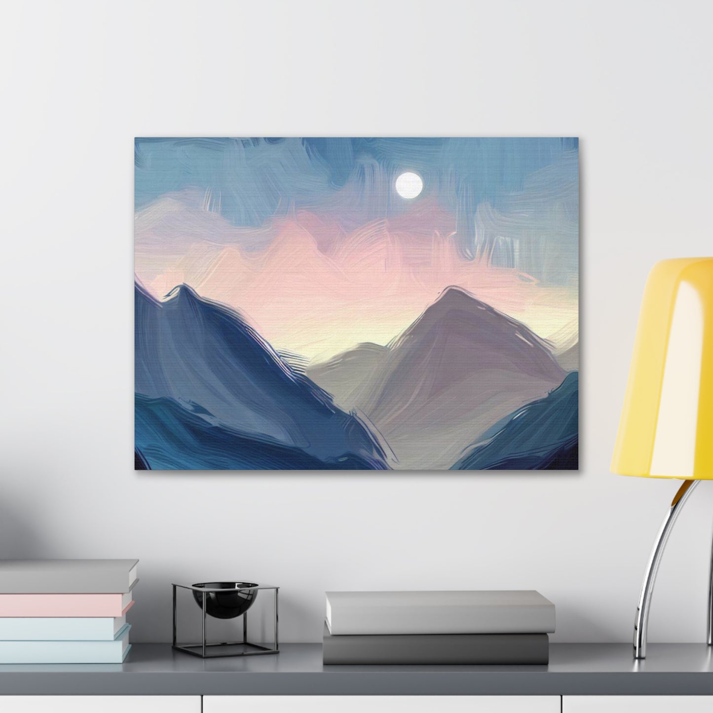 Mountain Wall Art, Moon Wall Art, Canvas Gallery Wraps, Moon Over Mountains