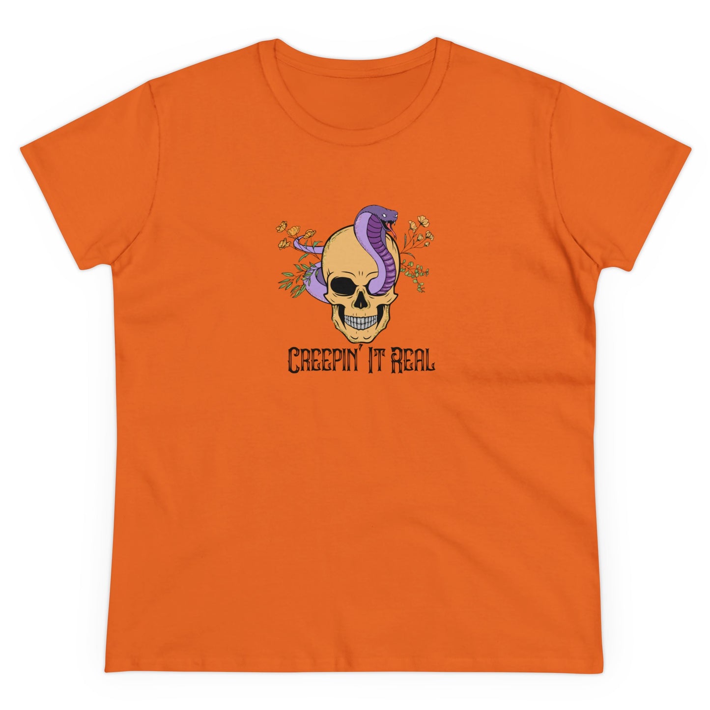 Creepin' it Real, Halloween Graphic Shirts, Spooky Halloween Shirts, Scary Halloween Shirt Designs, Cute Halloween Graphic Tees, Funny Halloween Shirt Ideas Orange