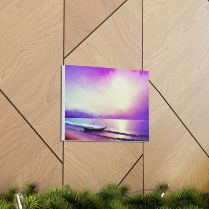 Sailboat Beach, Purple Sunset, Beach wall art, sunset wall art, beach art, Canvas Gallery Wraps