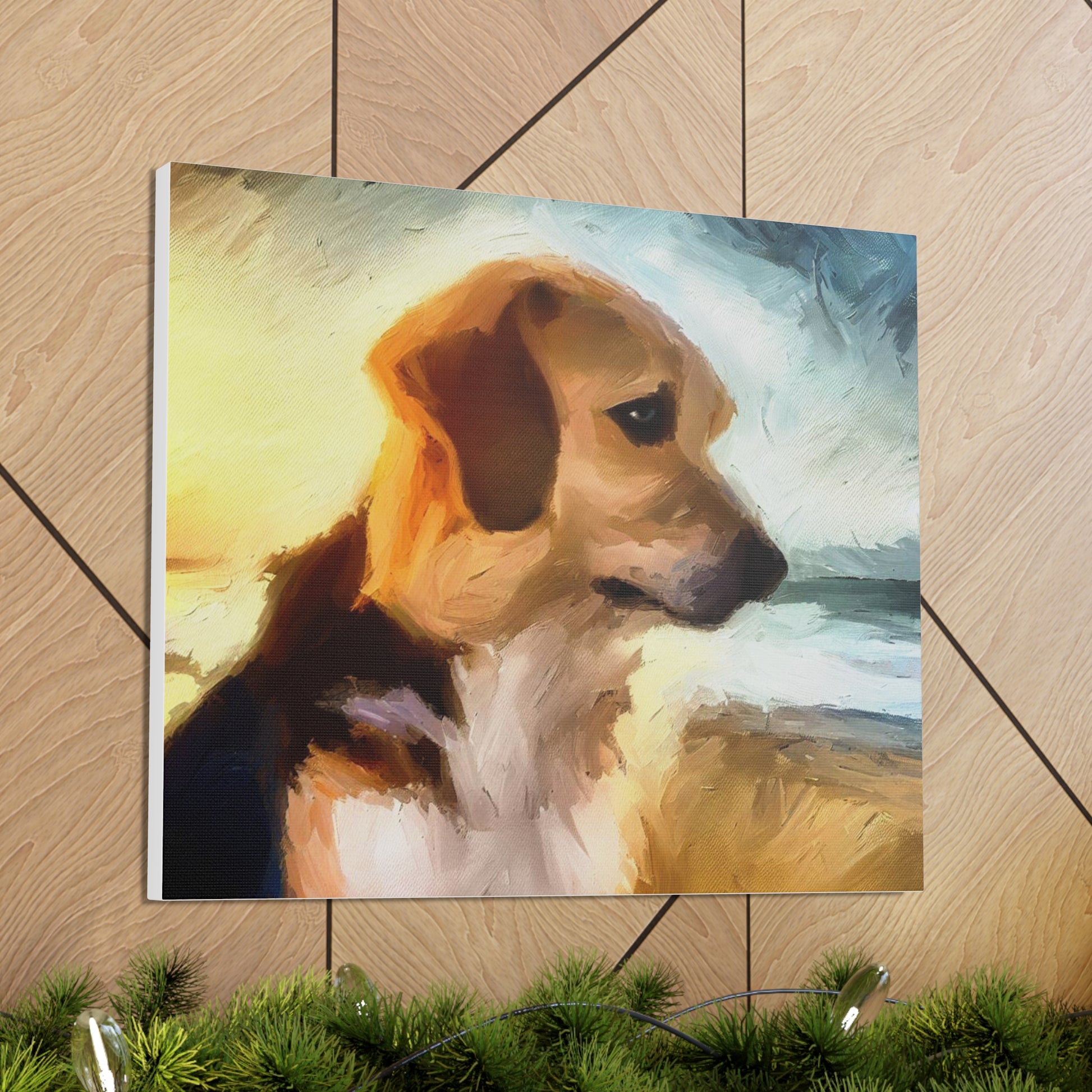 Dog wall art, beach wall art, ocean art, Canvas Gallery Wraps, Pet Beach - SaviTraviDesigns