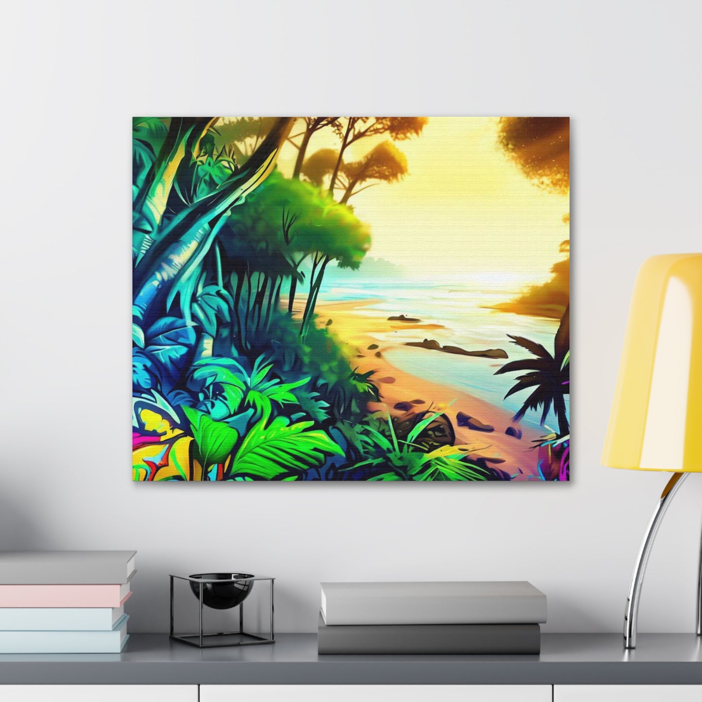 Jungle Riverbed, Jungle Sunset, Graffiti art prints, Street art canvas, Urban art decor, Graffiti-style wall art, Graffiti canvas prints, Street art posters - SaviTraviDesigns