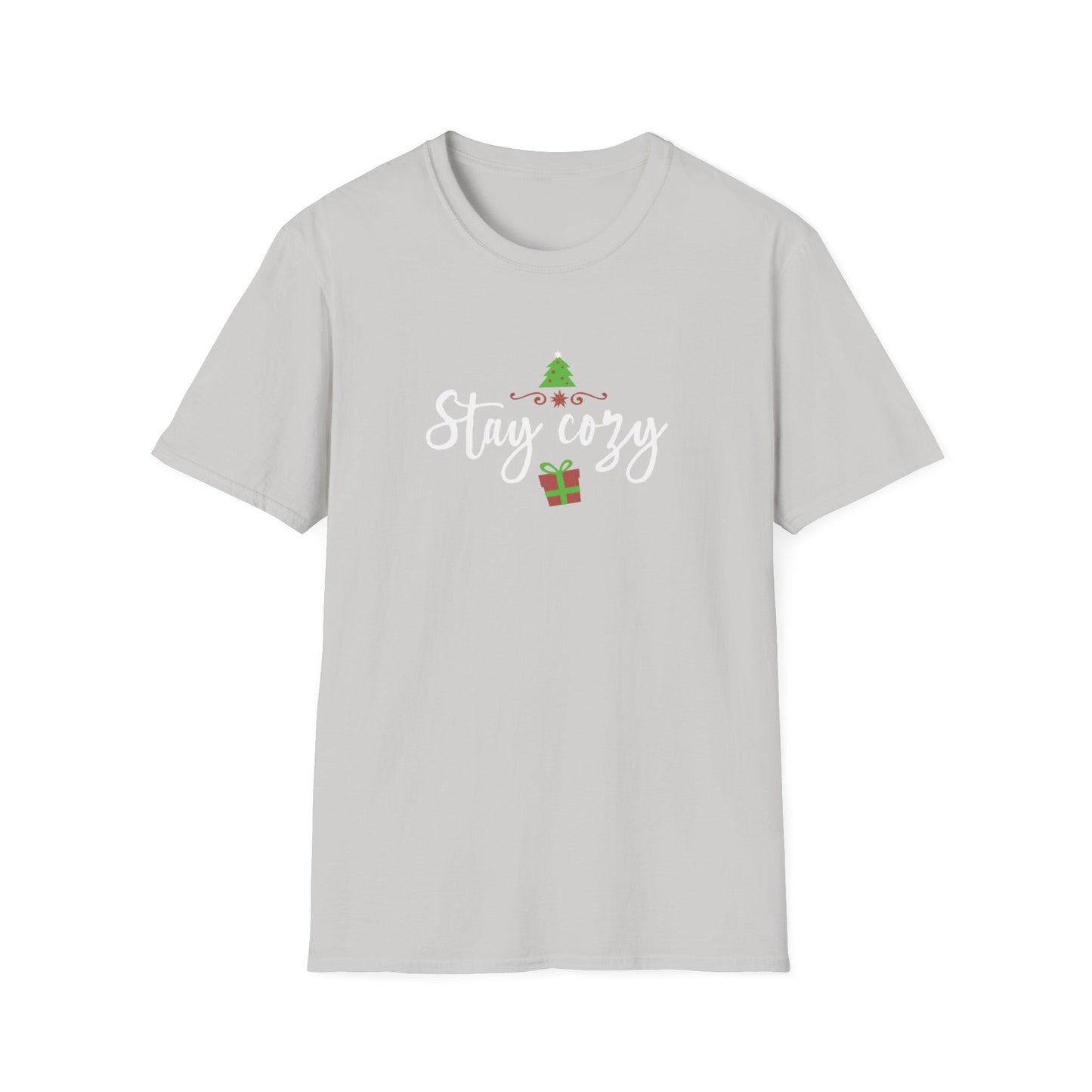 Stay Cozy Holiday Graphic T Shirt Ice Grey