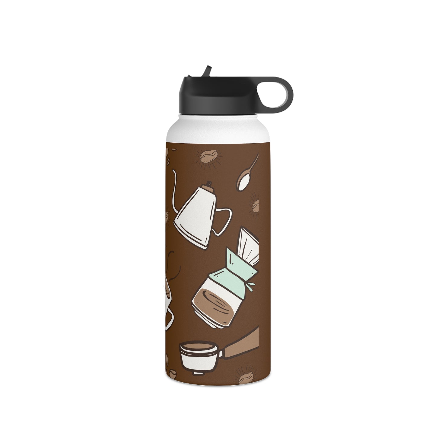 Coffee water bottle, Design water bottle, Stainless Steel Water Bottle, Standard Lid - SaviTraviDesigns