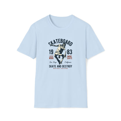 Skateboard Skate and Destroy |Beach Lifestyle Shirts | Summer Vibe Apparel Light Blue