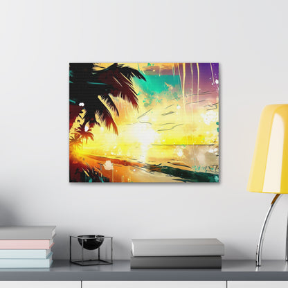 Palm Tree Sunset, Graffiti art prints, Street art canvas, Urban art decor, Graffiti-style wall art, Graffiti canvas prints, Street art posters - SaviTraviDesigns