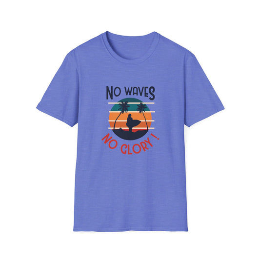 No Waves No Glory Beachwear Graphic T Shirt Heather Royal