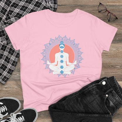 Meditation T-Shirts, Yoga Graphic Tees, Mindfulness Apparel, Zen T-Shirts, Spiritual Shirts, Chakra Tees, Womens T-Shirt Light Pink