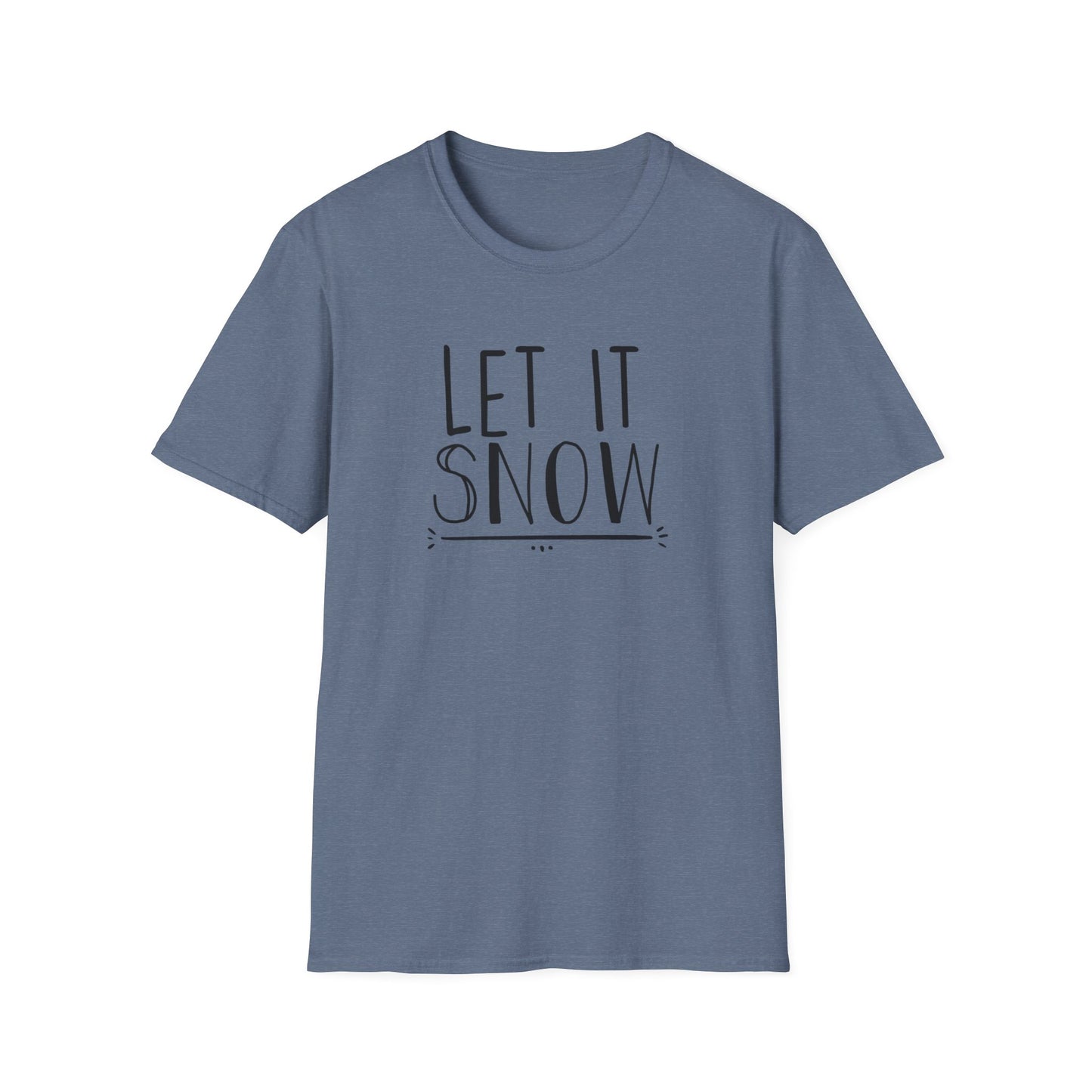 Let It Snow Winter Graphic T Shirt Heather Indigo